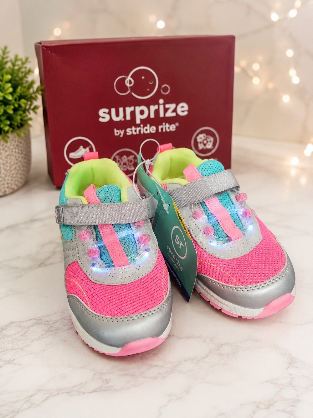 Kids' Pink & Silver Light-Up Sneakers